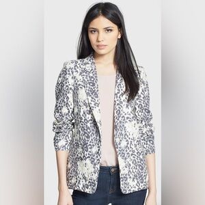 Joie Linen Leopard Print Blazer Size 4